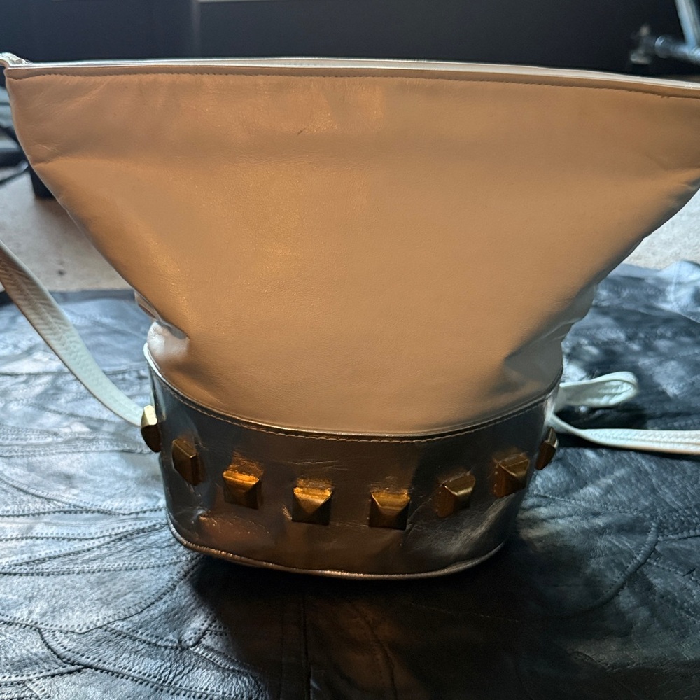 White and Silver Studded Bag